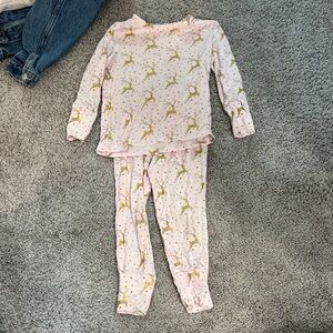 Posh Peanut Pink and Gold Giraffe Kids Pajama Set